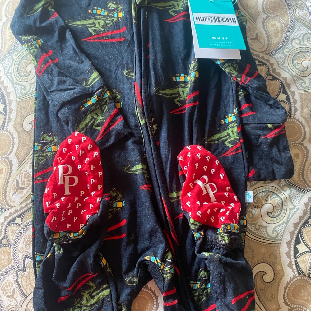 NWT Posh Peanut 6-9 Christmas Skiing Dinosaur Winter
